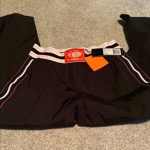 P.E Nation Black Track Pants with Striped Waistband